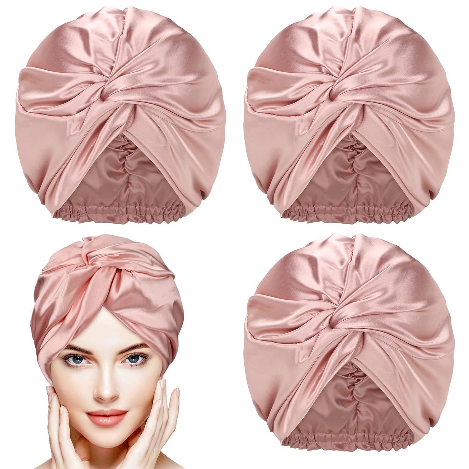 Womens Satin Sleep Turban Soft Twist Knot Head Wrap